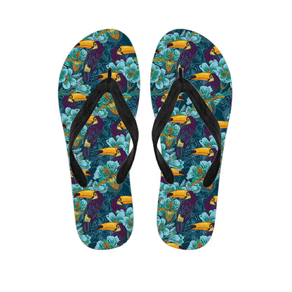 Vintage Toucan Pattern Print Flip Flops