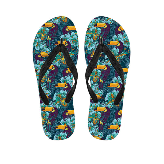 Vintage Toucan Pattern Print Flip Flops
