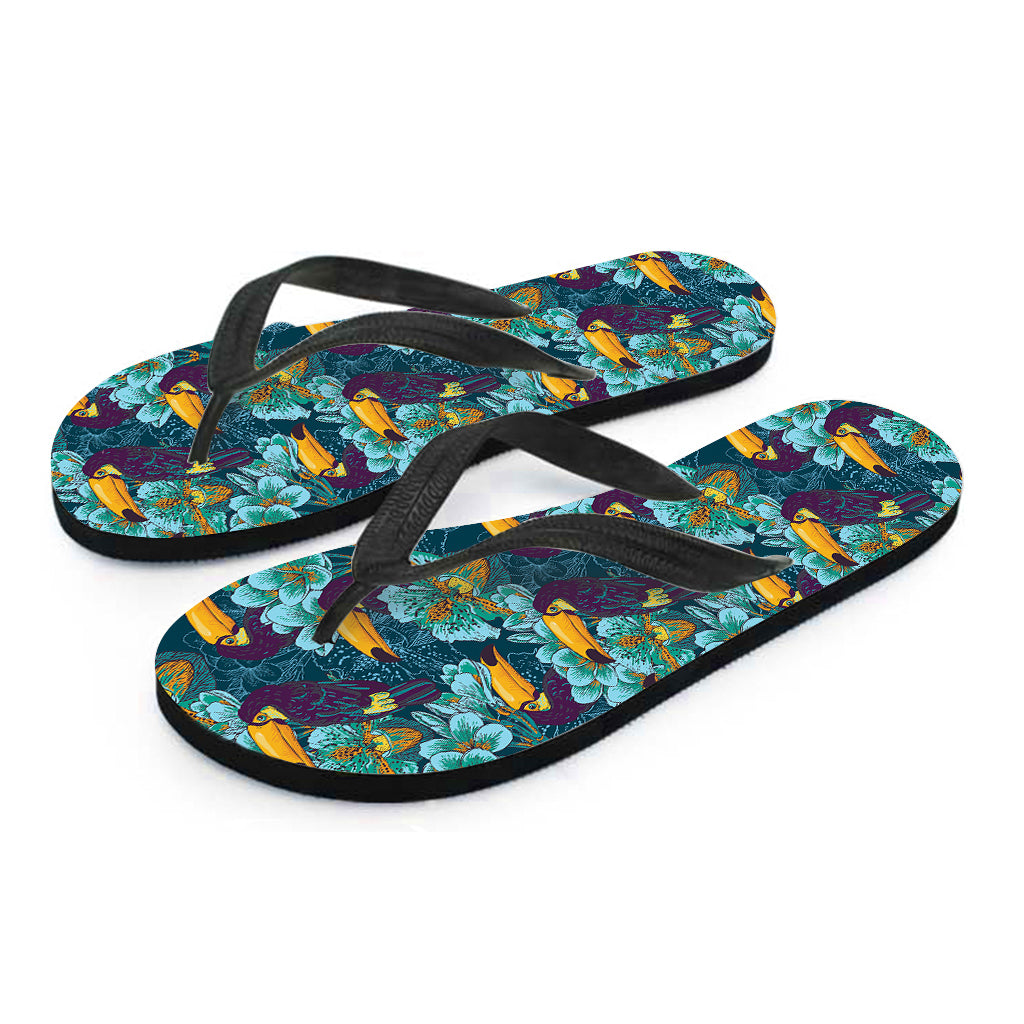 Vintage Toucan Pattern Print Flip Flops