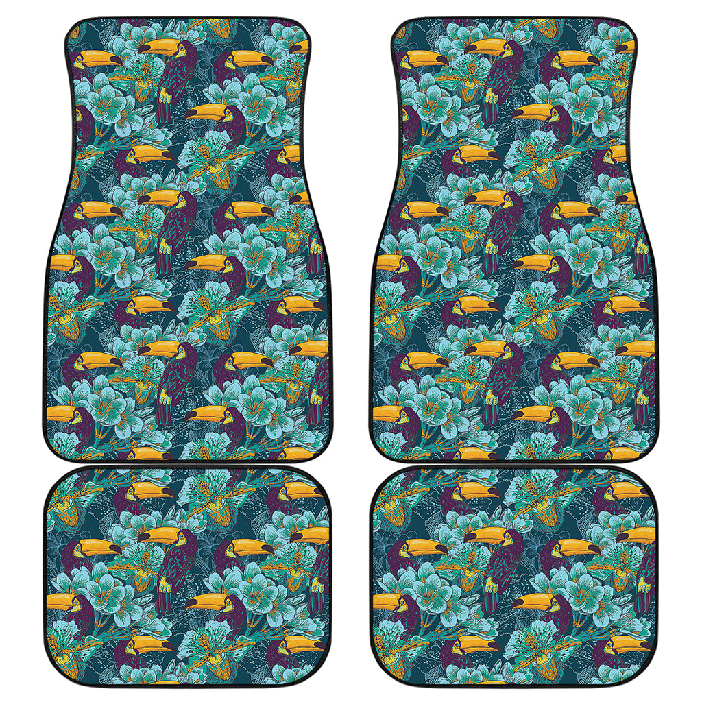Vintage Toucan Pattern Print Front and Back Car Floor Mats