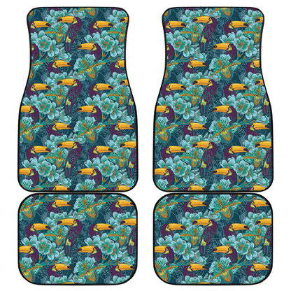 Vintage Toucan Pattern Print Front and Back Car Floor Mats