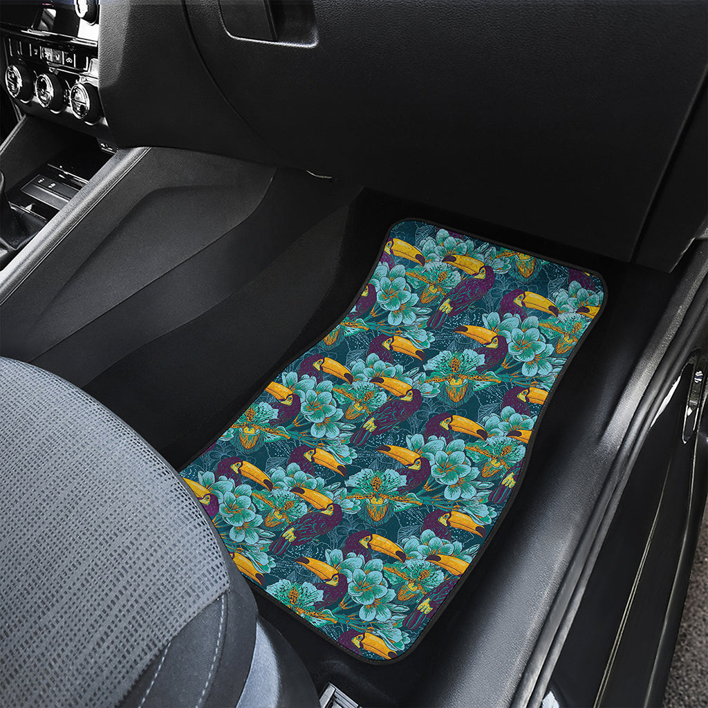 Vintage Toucan Pattern Print Front and Back Car Floor Mats