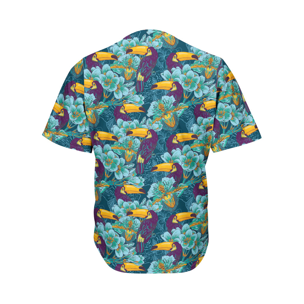 Vintage Toucan Pattern Print Men's Baseball Jersey