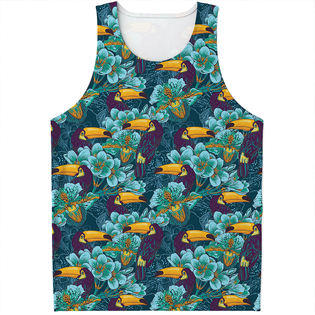 Vintage Toucan Pattern Print Men's Tank Top