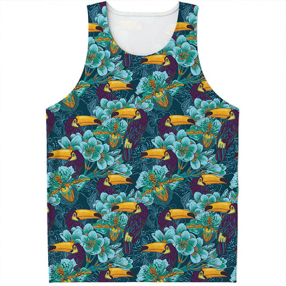Vintage Toucan Pattern Print Men's Tank Top
