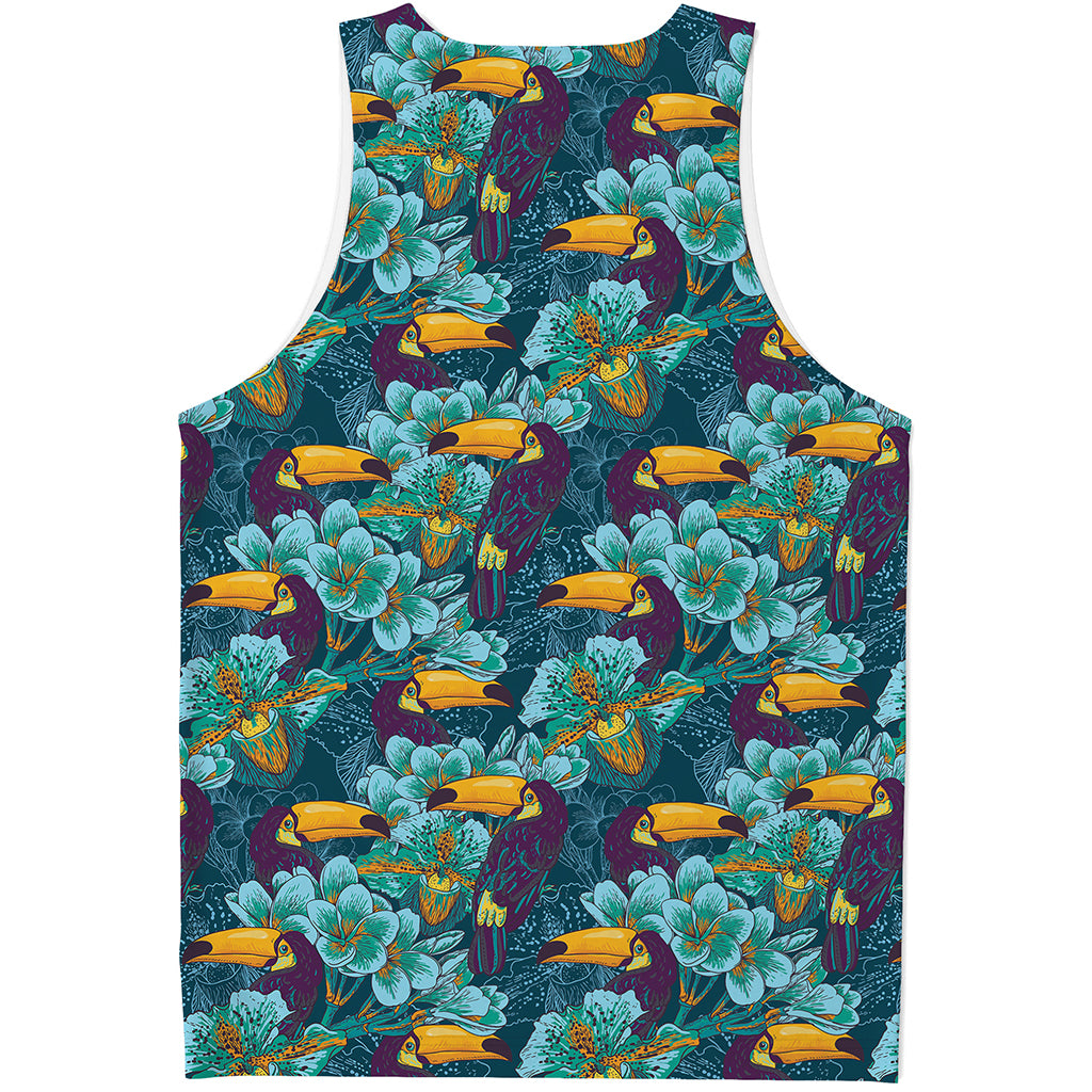 Vintage Toucan Pattern Print Men's Tank Top