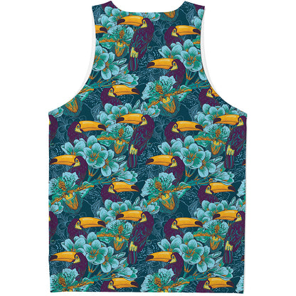 Vintage Toucan Pattern Print Men's Tank Top