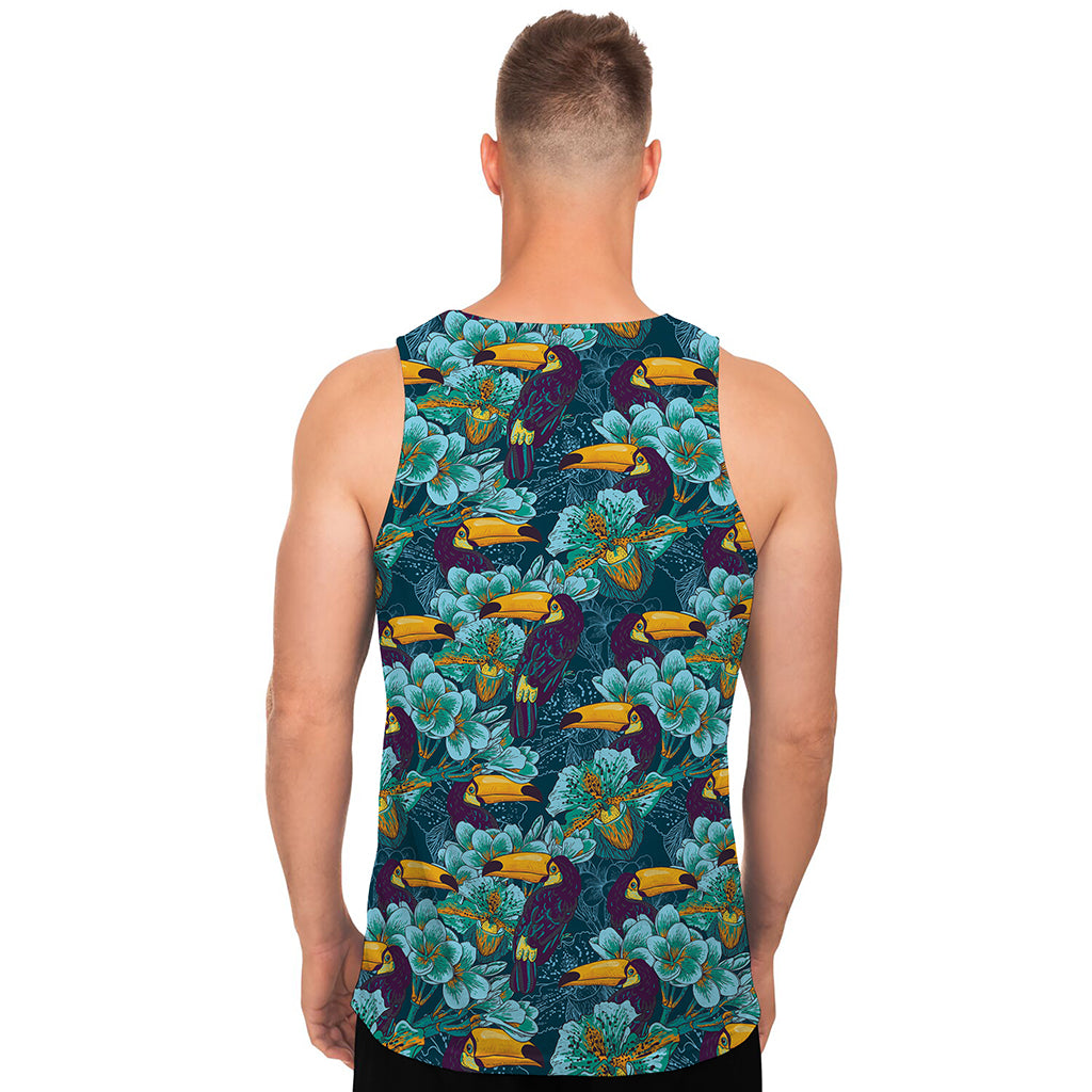 Vintage Toucan Pattern Print Men's Tank Top