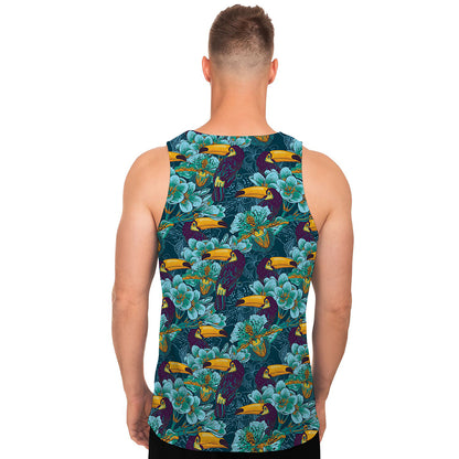Vintage Toucan Pattern Print Men's Tank Top