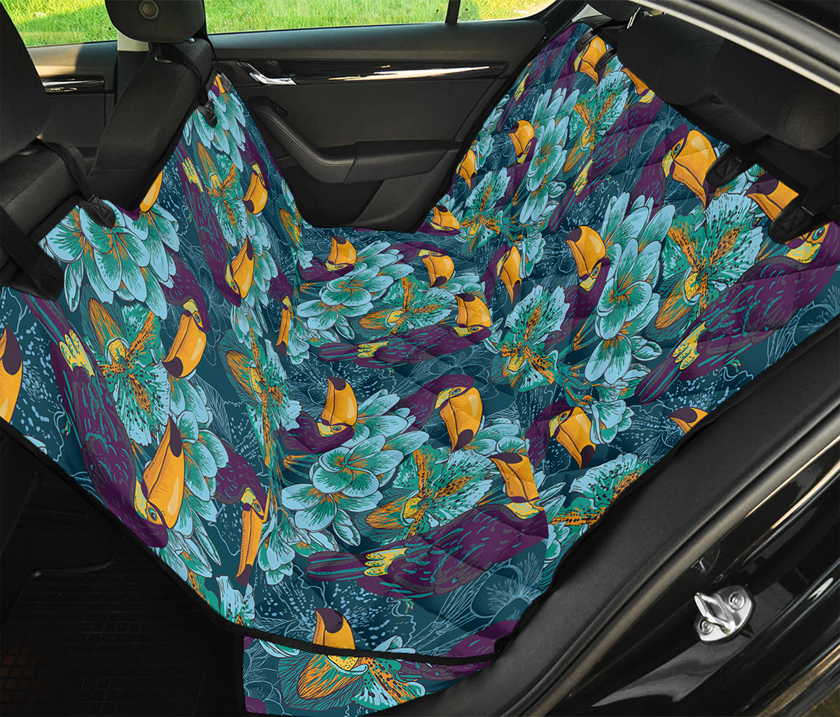 Vintage Toucan Pattern Print Pet Car Back Seat Cover