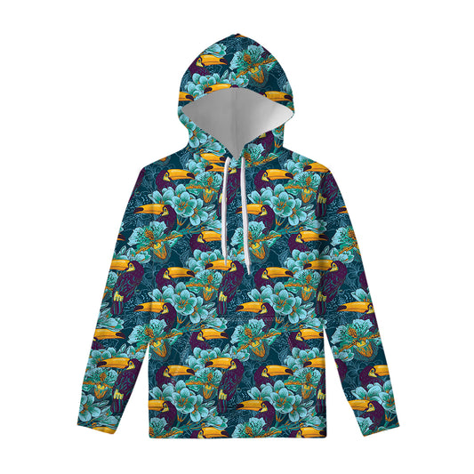 Vintage Toucan Pattern Print Pullover Hoodie