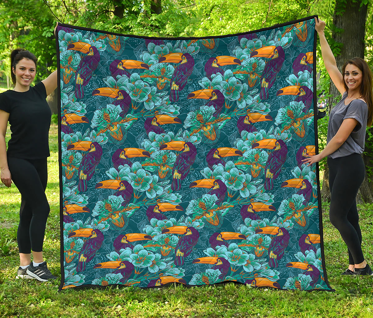 Vintage Toucan Pattern Print Quilt