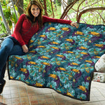 Vintage Toucan Pattern Print Quilt