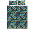 Vintage Toucan Pattern Print Quilt Bed Set