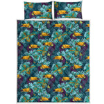 Vintage Toucan Pattern Print Quilt Bed Set