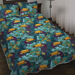 Vintage Toucan Pattern Print Quilt Bed Set