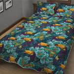 Vintage Toucan Pattern Print Quilt Bed Set