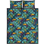 Vintage Toucan Pattern Print Quilt Bed Set