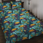 Vintage Toucan Pattern Print Quilt Bed Set