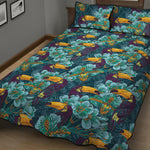 Vintage Toucan Pattern Print Quilt Bed Set