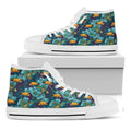 Vintage Toucan Pattern Print White High Top Sneakers