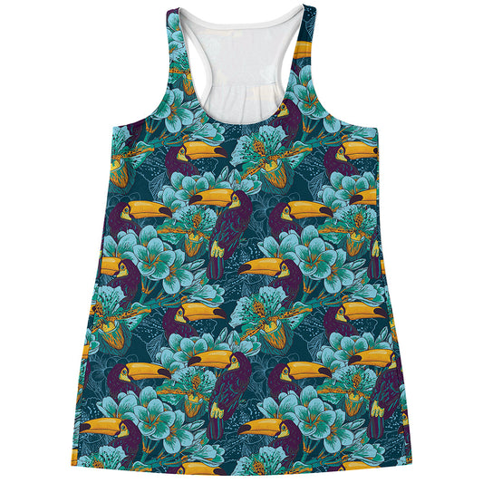 Vintage Toucan Pattern Print Women's Racerback Tank Top