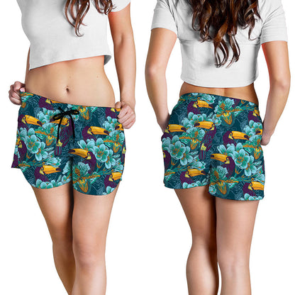 Vintage Toucan Pattern Print Women's Shorts