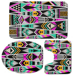 Vintage Tribal Aztec Pattern Print 3 Piece Bath Mat Set