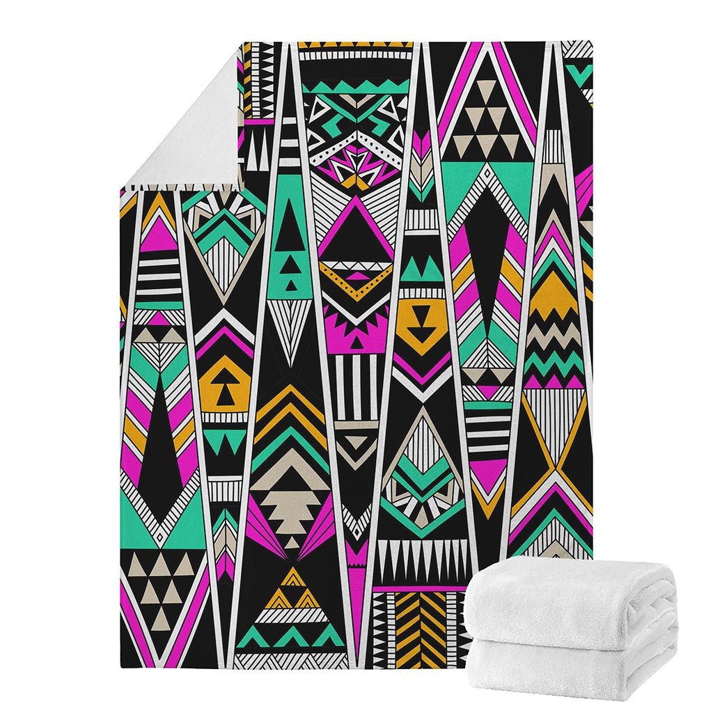 Vintage Tribal Aztec Pattern Print Blanket