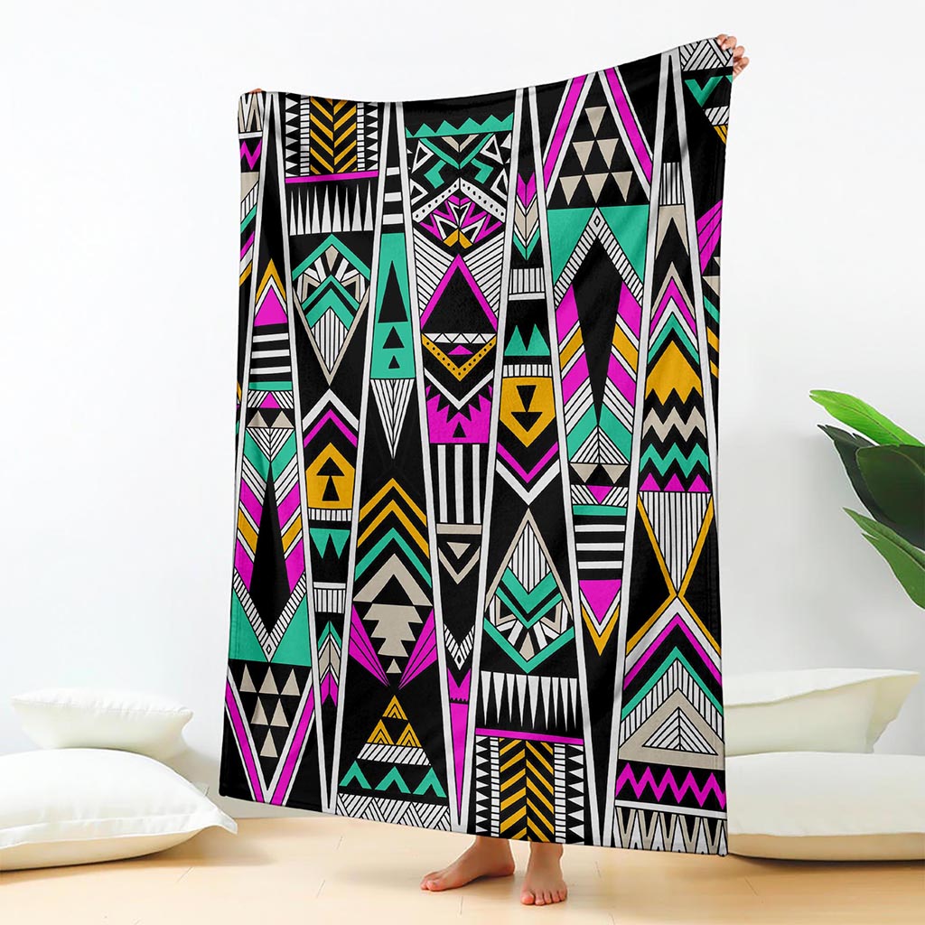 Vintage Tribal Aztec Pattern Print Blanket