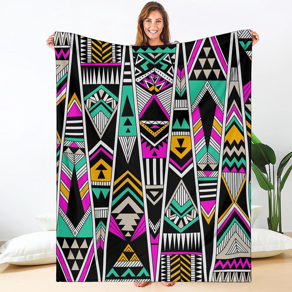 Vintage Tribal Aztec Pattern Print Blanket