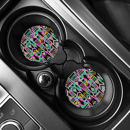 Vintage Tribal Aztec Pattern Print Car Coasters