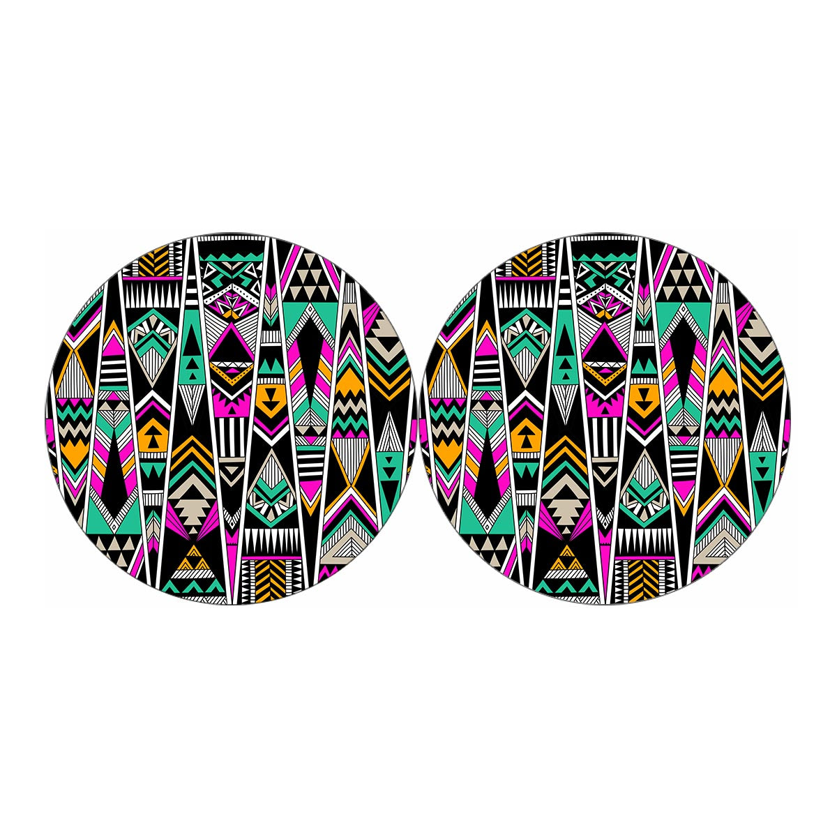 Vintage Tribal Aztec Pattern Print Car Coasters