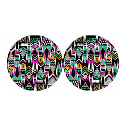 Vintage Tribal Aztec Pattern Print Car Coasters
