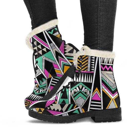 Vintage Tribal Aztec Pattern Print Comfy Boots GearFrost