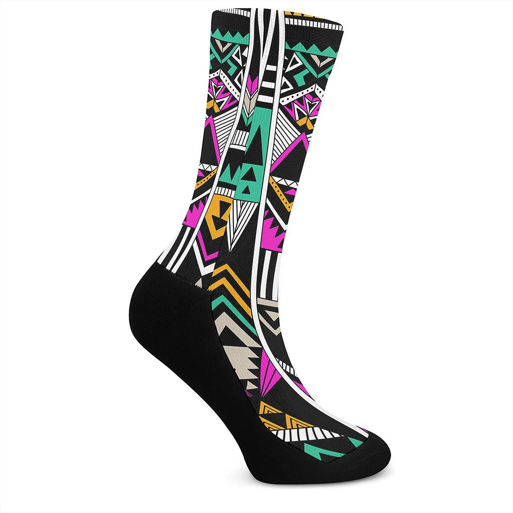 Vintage Tribal Aztec Pattern Print Crew Socks