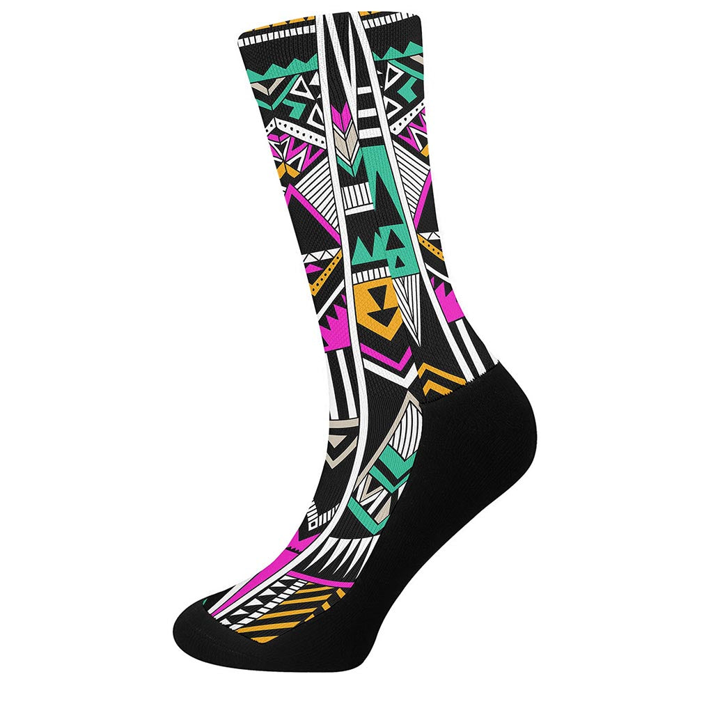 Vintage Tribal Aztec Pattern Print Crew Socks