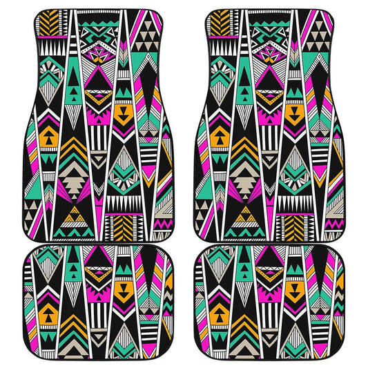 Vintage Tribal Aztec Pattern Print Front and Back Car Floor Mats