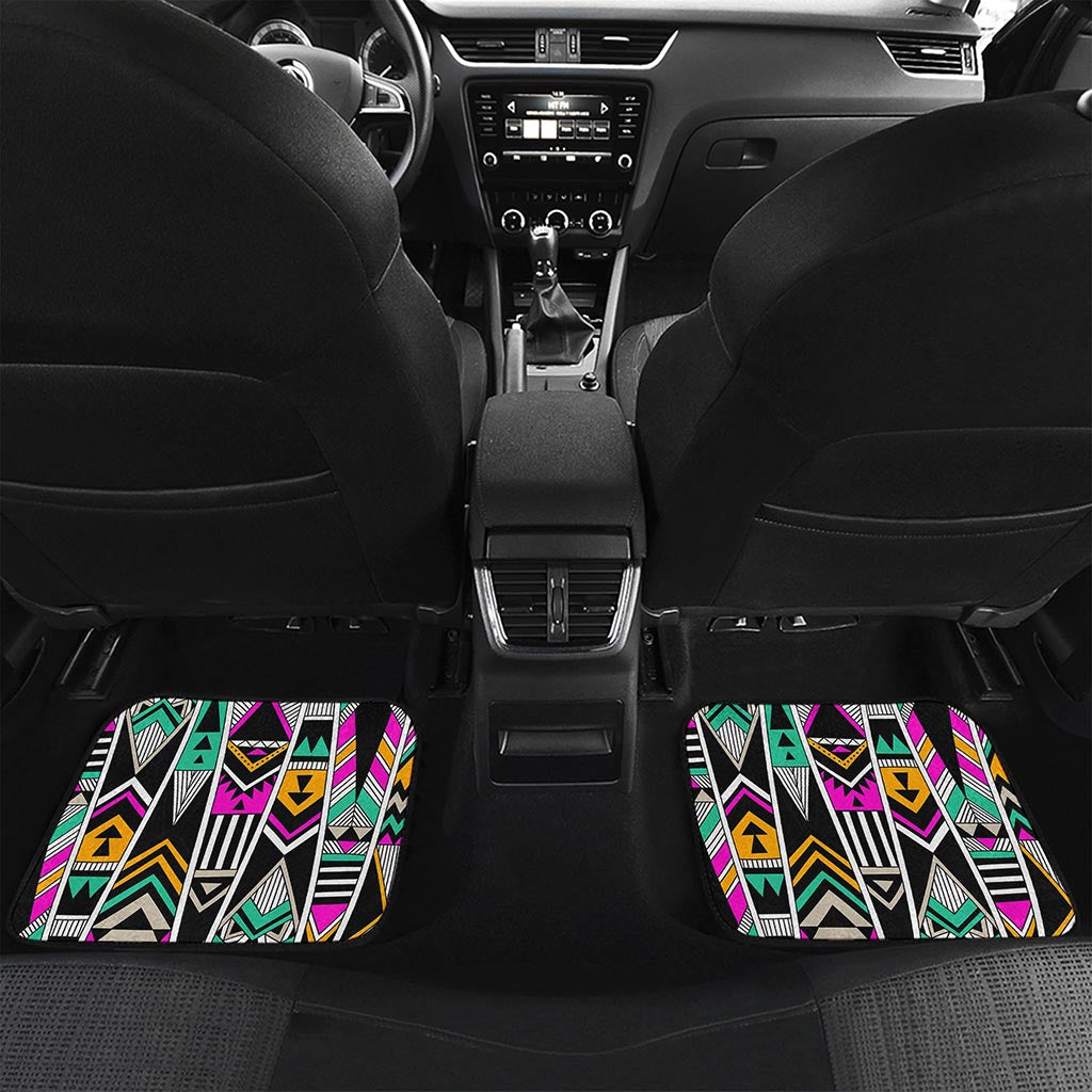 Vintage Tribal Aztec Pattern Print Front and Back Car Floor Mats