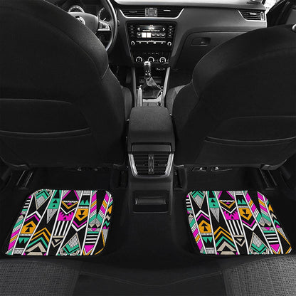 Vintage Tribal Aztec Pattern Print Front and Back Car Floor Mats