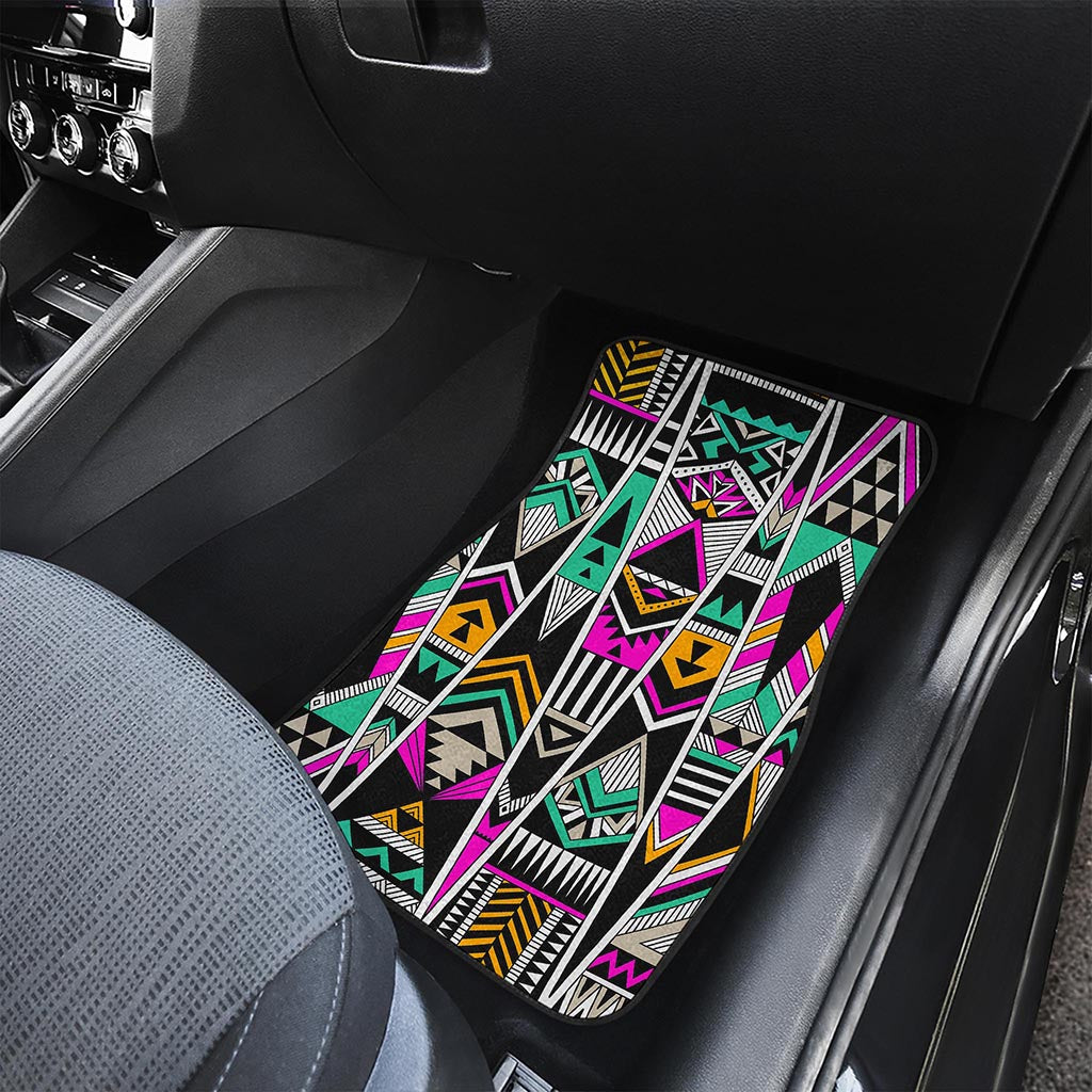 Vintage Tribal Aztec Pattern Print Front and Back Car Floor Mats