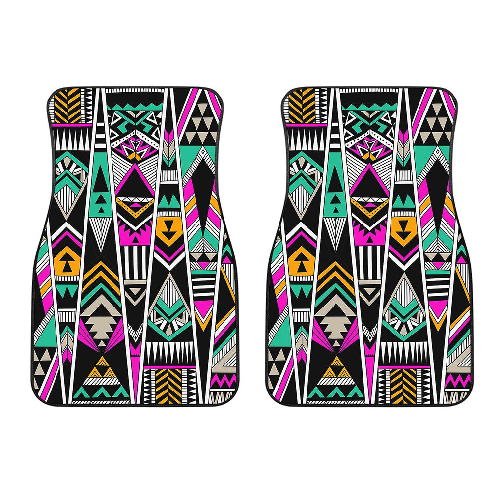 Vintage Tribal Aztec Pattern Print Front Car Floor Mats