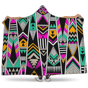 Vintage Tribal Aztec Pattern Print Hooded Blanket