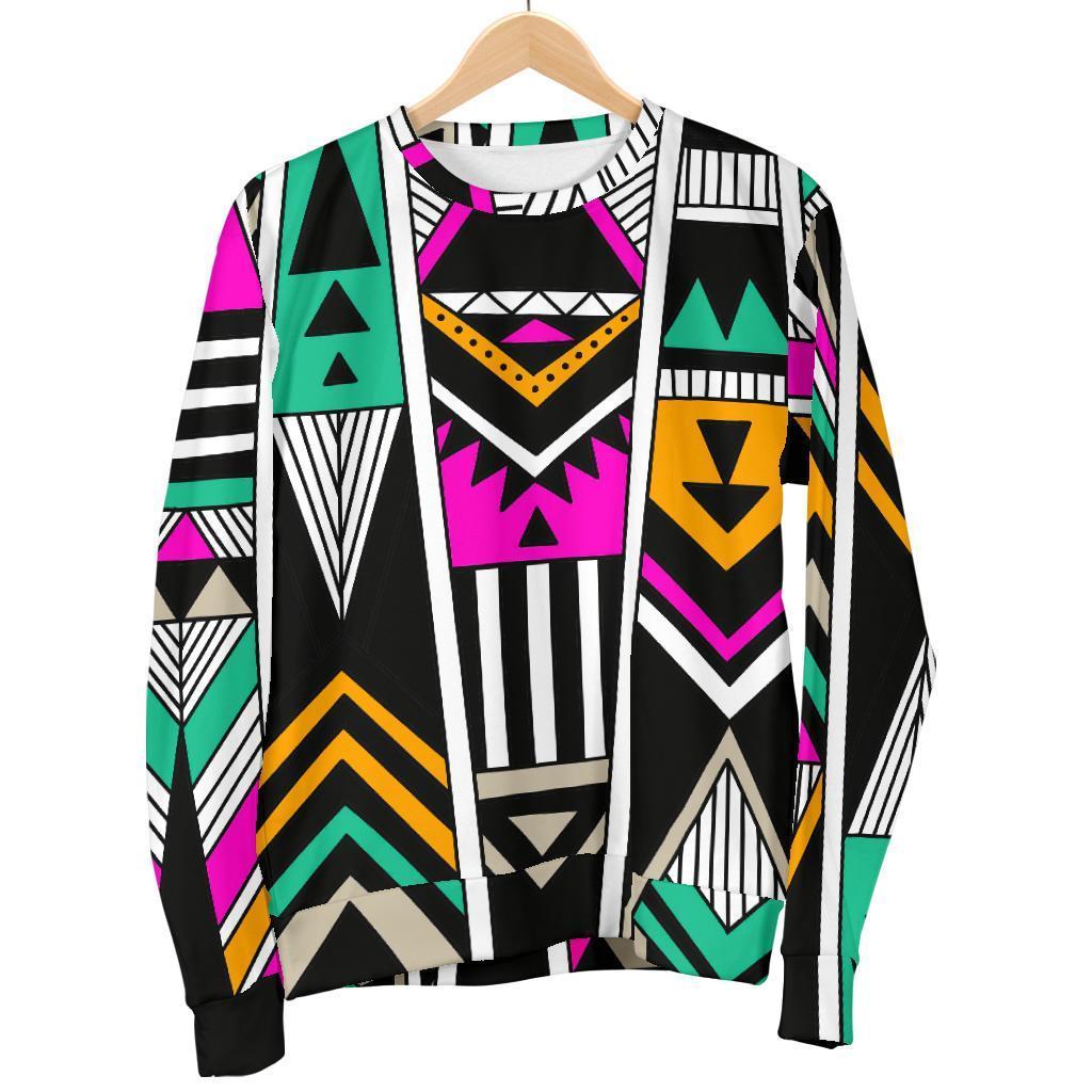Vintage Tribal Aztec Pattern Print Men's Crewneck Sweatshirt GearFrost