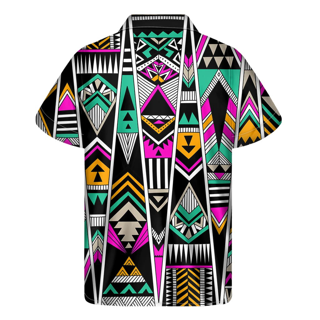 Vintage Tribal Aztec Pattern Print Men's Short Sleeve Shirt