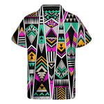 Vintage Tribal Aztec Pattern Print Men's Short Sleeve Shirt