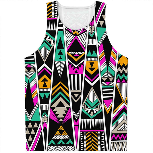 Vintage Tribal Aztec Pattern Print Men's Tank Top