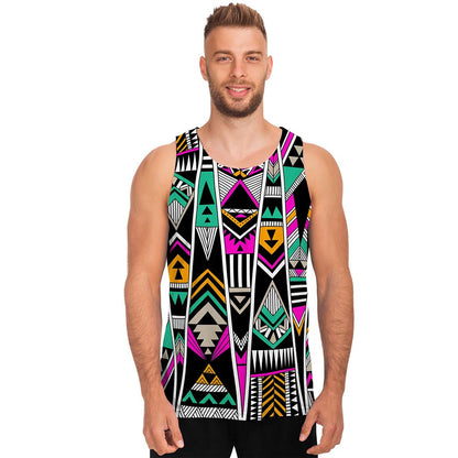 Vintage Tribal Aztec Pattern Print Men's Tank Top