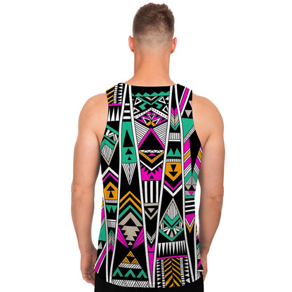 Vintage Tribal Aztec Pattern Print Men's Tank Top