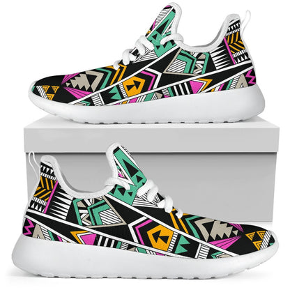Vintage Tribal Aztec Pattern Print Mesh Knit Shoes GearFrost